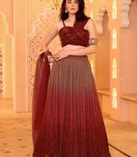 Embellished Sequinned Ready To Wear Lehenga & Unstitched Blouse With Dupatta Free Size Upto 42
