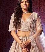 Embroidered Sequinned Semi-Stitched Lehenga & Unstitched Blouse With Dupatta Free Size Upto 42