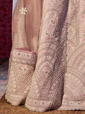 Embroidered Sequinned Semi-Stitched Lehenga & Unstitched Blouse With Dupatta Free Size Upto 42 3
