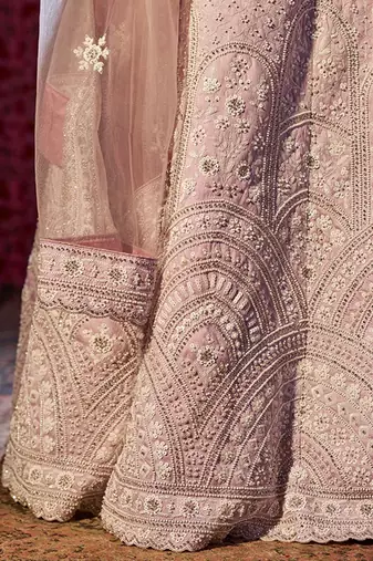 Embroidered Sequinned Semi-Stitched Lehenga & Unstitched Blouse With Dupatta Free Size Upto 42
