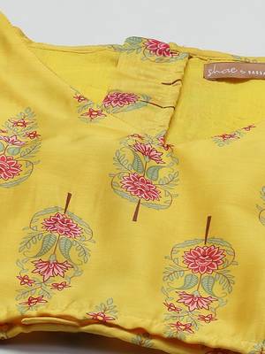 Yellow & Pink Printed Ready To Wear Lehenga & Choli Free Size Upto 42 2