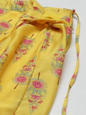 Yellow & Pink Printed Ready To Wear Lehenga & Choli Free Size Upto 42 3