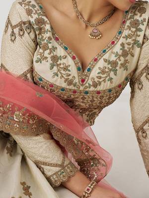 Embroidered Sequinned Semi-Stitched Lehenga & Unstitched Blouse With Dupatta Free Size Upto 42 2