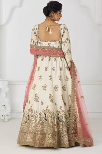 Embroidered Sequinned Semi-Stitched Lehenga & Unstitched Blouse With Dupatta Free Size Upto 42