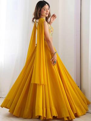 Embroidered Sequinned Ready To Wear Lehenga & Blouse With Dupatta Free Size Upto 42 3