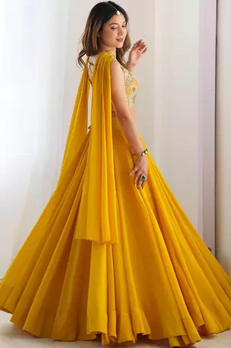 Embroidered Sequinned Ready To Wear Lehenga & Blouse With Dupatta Free Size Upto 42