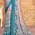 Blue peach floral printed crepe silk saree with unstitch blouse
