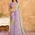 Purple cream floral printed crepe silk saree with unstitch blouse