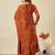 Orange vichitra silk sequin v-neck kurta set with embroidered vichitra silk dupatta