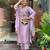 Women's lavender viscose chanderi sequin v-neck kurta set with embroidered silk dupatta