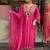Women's pink viscose chanderi sequin v-neck kurta set with embroidered silk dupatta