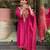 Women's pink viscose chanderi sequin v-neck kurta set with embroidered silk dupatta