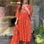 Women's orange cotton printed v-neck kurta set with printed dupatta | ethnic salwar kameez