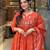 Women's orange cotton printed v-neck kurta set with printed dupatta | ethnic salwar kameez