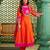 Orange chanderi cotton sequin kurta pant set with embroidered silk dupatta