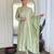 Pista green vichitra silk embroidered round neck kurta pant set with matching dupatta