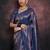 blue soft art silk banarasi jacuard work designer party wear saree with unstitched blouse piece