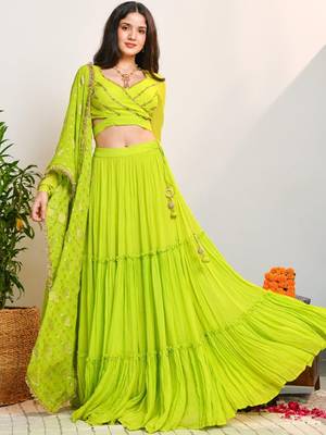 Ready To Wear Lehenga & Embroidered Blouse With Dupatta Free Size Upto 42 2