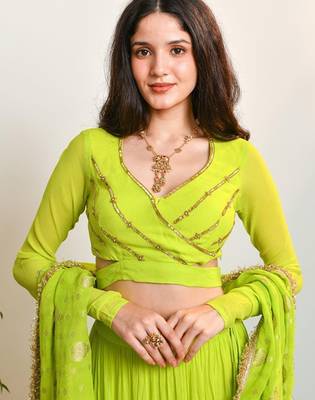 Ready To Wear Lehenga & Embroidered Blouse With Dupatta Free Size Upto 42 3