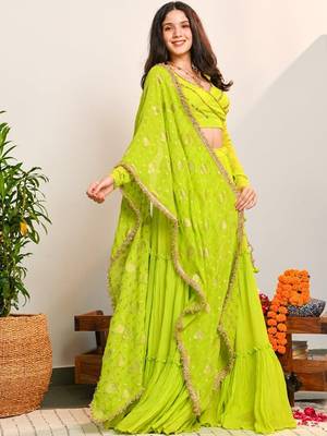Ready To Wear Lehenga & Embroidered Blouse With Dupatta Free Size Upto 42 4