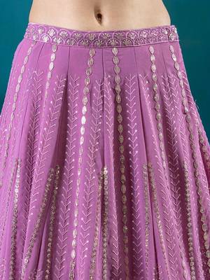 Embroidered Sequinned Semi-Stitched Lehenga & Unstitched Blouse With Dupatta Free Size Upto 42 3