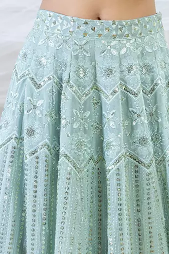 Embellished Sequinned Semi-Stitched Lehenga & Unstitched Blouse With Dupatta Free Size Upto 42