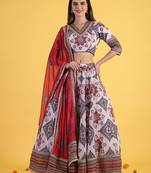 Embroidered Sequinned Ready To Wear Lehenga & Blouse With Dupatta Free Size Upto 42
