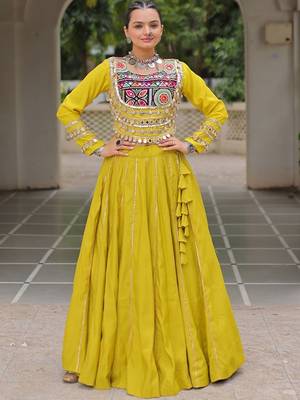 Embellished Mirror Work Ready To Wear Lehenga & Free Size Upto 42 1