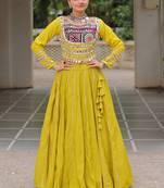 Embellished Mirror Work Ready To Wear Lehenga & Free Size Upto 42