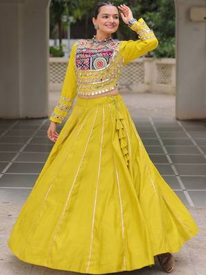 Embellished Mirror Work Ready To Wear Lehenga & Free Size Upto 42 3