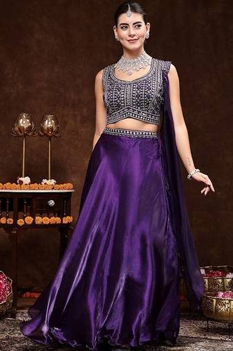 Wine Jimmy Choo Lehenga Choli Dupatta Free Size Upto 42