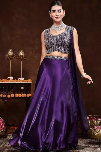 Wine Jimmy Choo Lehenga Choli Dupatta Free Size Upto 42