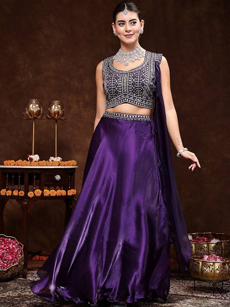 Wine Jimmy Choo Lehenga Choli Dupatta Free Size Upto 42