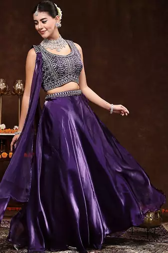 Wine Jimmy Choo Lehenga Choli Dupatta Free Size Upto 42