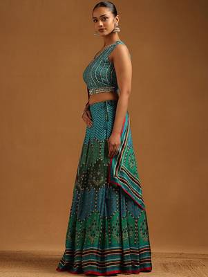 Embellished Sequinned Ready To Wear Lehenga & Blouse With Dupatta Free Size Upto 42 2
