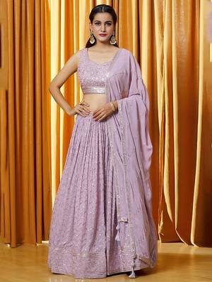 Embellished Sequinned Ready To Wear Lehenga & Blouse With Dupatta Free Size Upto 42 1