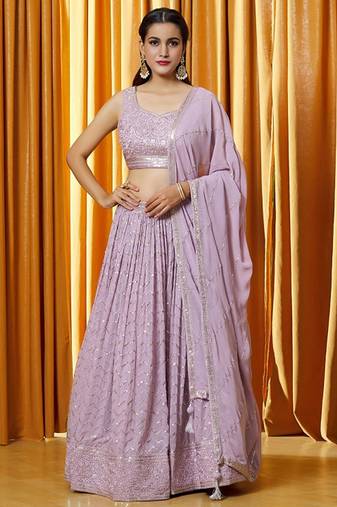 Embellished Sequinned Ready To Wear Lehenga & Blouse With Dupatta Free Size Upto 42