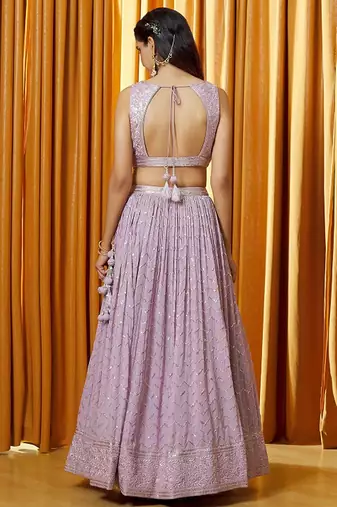 Embellished Sequinned Ready To Wear Lehenga & Blouse With Dupatta Free Size Upto 42