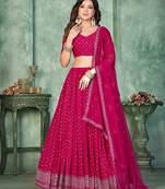 Woven Design Sequinned Semi-Stitched Lehenga & Unstitched Blouse With Dupatta Free Size Upto 42