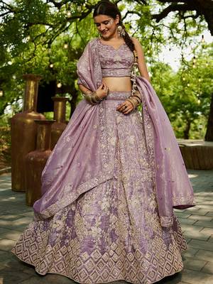 Embellished Sequinned Semi-Stitched Lehenga & Unstitched Blouse With Dupatta Free Size Upto 42 1