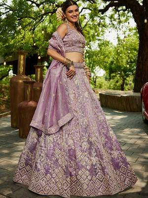 Embellished Sequinned Semi-Stitched Lehenga & Unstitched Blouse With Dupatta Free Size Upto 42 4
