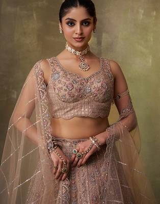 Embellished Sequinned Semi-Stitched Lehenga & Unstitched Blouse With Dupatta Free Size Upto 42 2