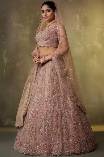 Embellished Sequinned Semi-Stitched Lehenga & Unstitched Blouse With Dupatta Free Size Upto 42