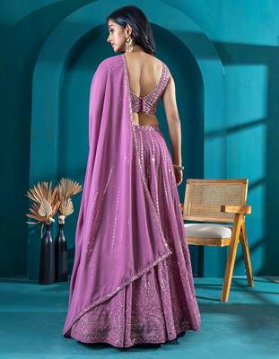 Embroidered Sequinned Semi-Stitched Lehenga & Unstitched Choli With Dupatta Free Size Upto 42 4
