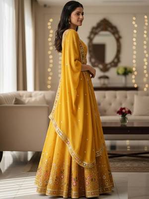 Embellished Sequinned Semi-Stitched Lehenga & Unstitched Blouse With Dupatta Free Size Upto 42 3