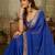 Blue embroidered leheriya georgette saree with designer border
