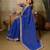 Blue embroidered leheriya georgette saree with designer border