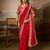 Red embroidered leheriya georgette saree with designer border