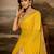 Yellow embroidered leheriya georgette saree with designer border