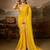 Yellow embroidered leheriya georgette saree with designer border